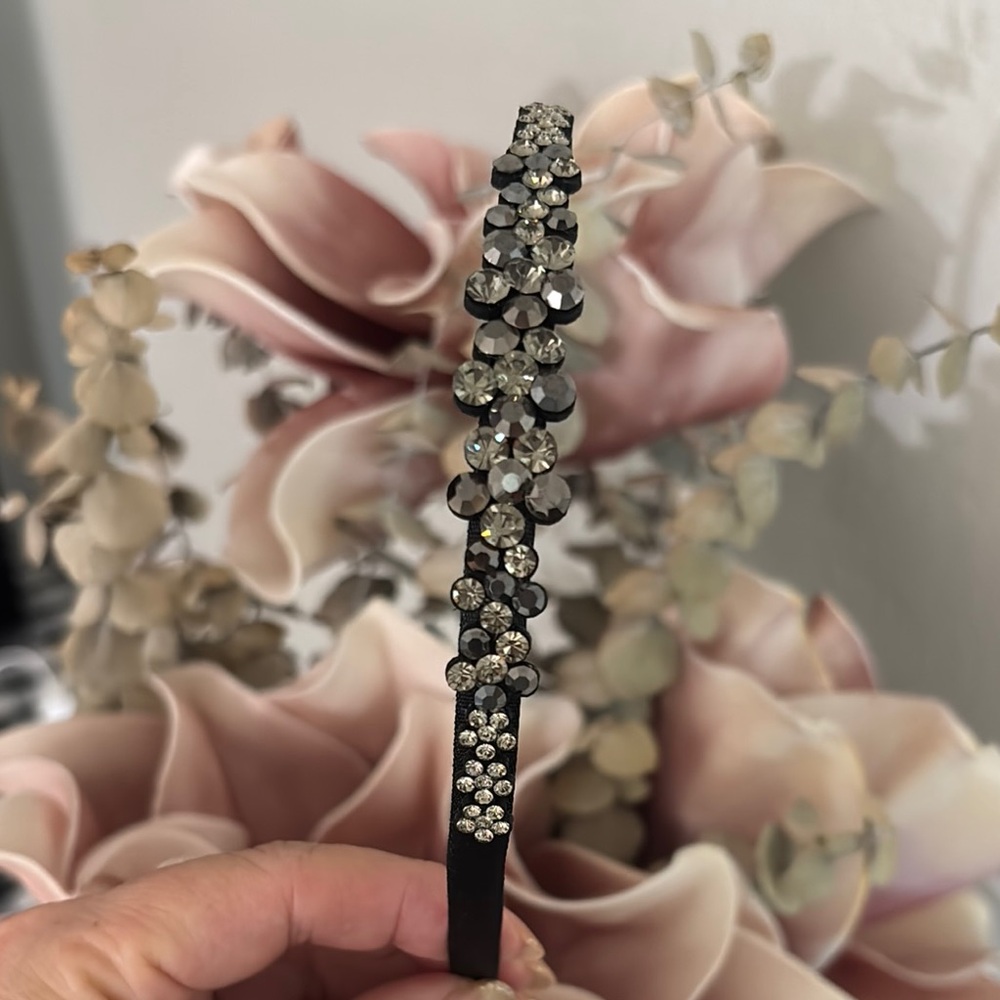 Crystal Embellished Black Headband - Women's Accessories